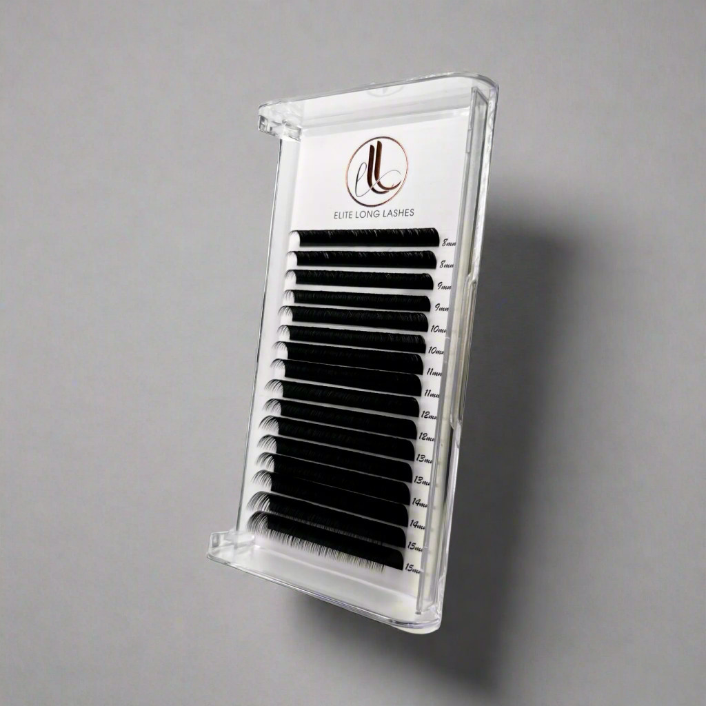 D Curl cashmere eyelash extensions multi-diameter matte black – professional lash tray