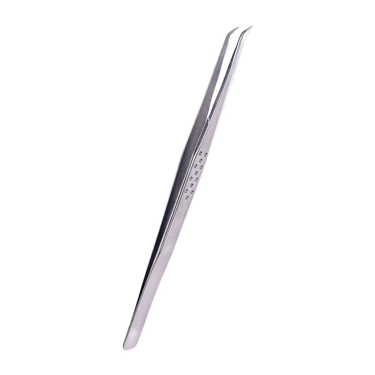 Slim Grip silver isolation tweezer – side view close-up