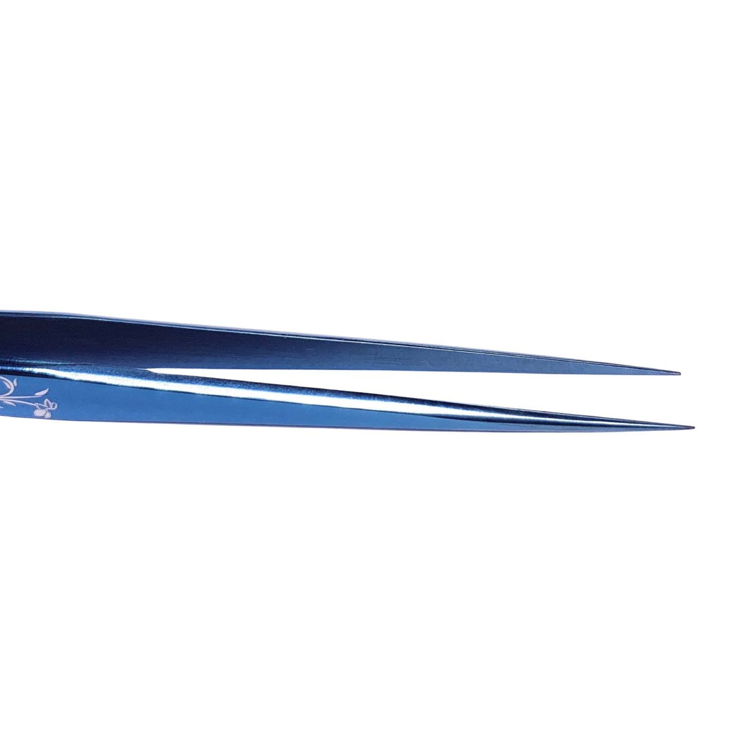 Blue color, with a beautiful flower design, isolation stainless steel tweezer for individual eyelash extensions.