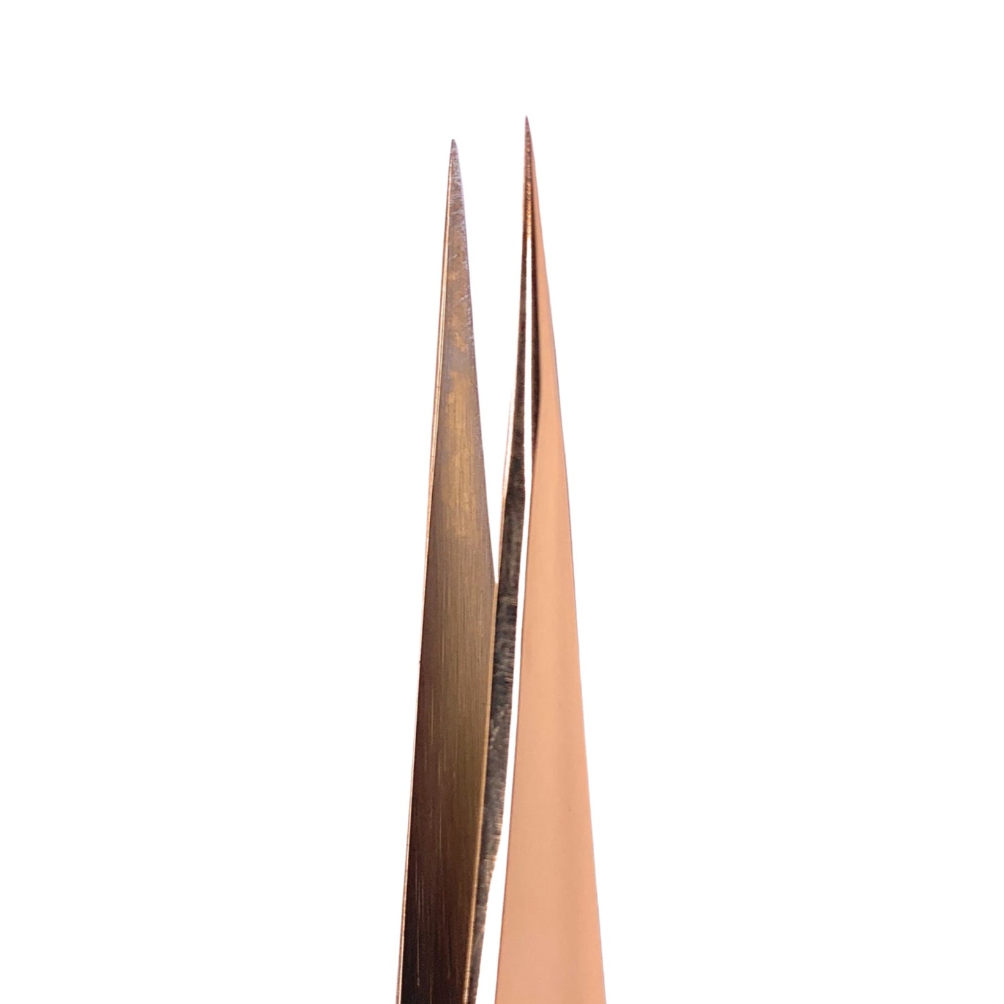 Rose gold stainless steel tweezer for eyelash extensions.