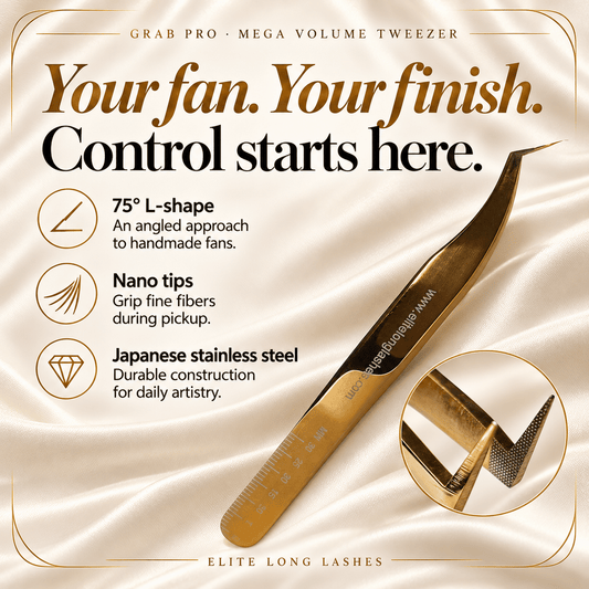 Elite Long Lashes Grab Pro mega volume tweezer – benefits and tip close-up
