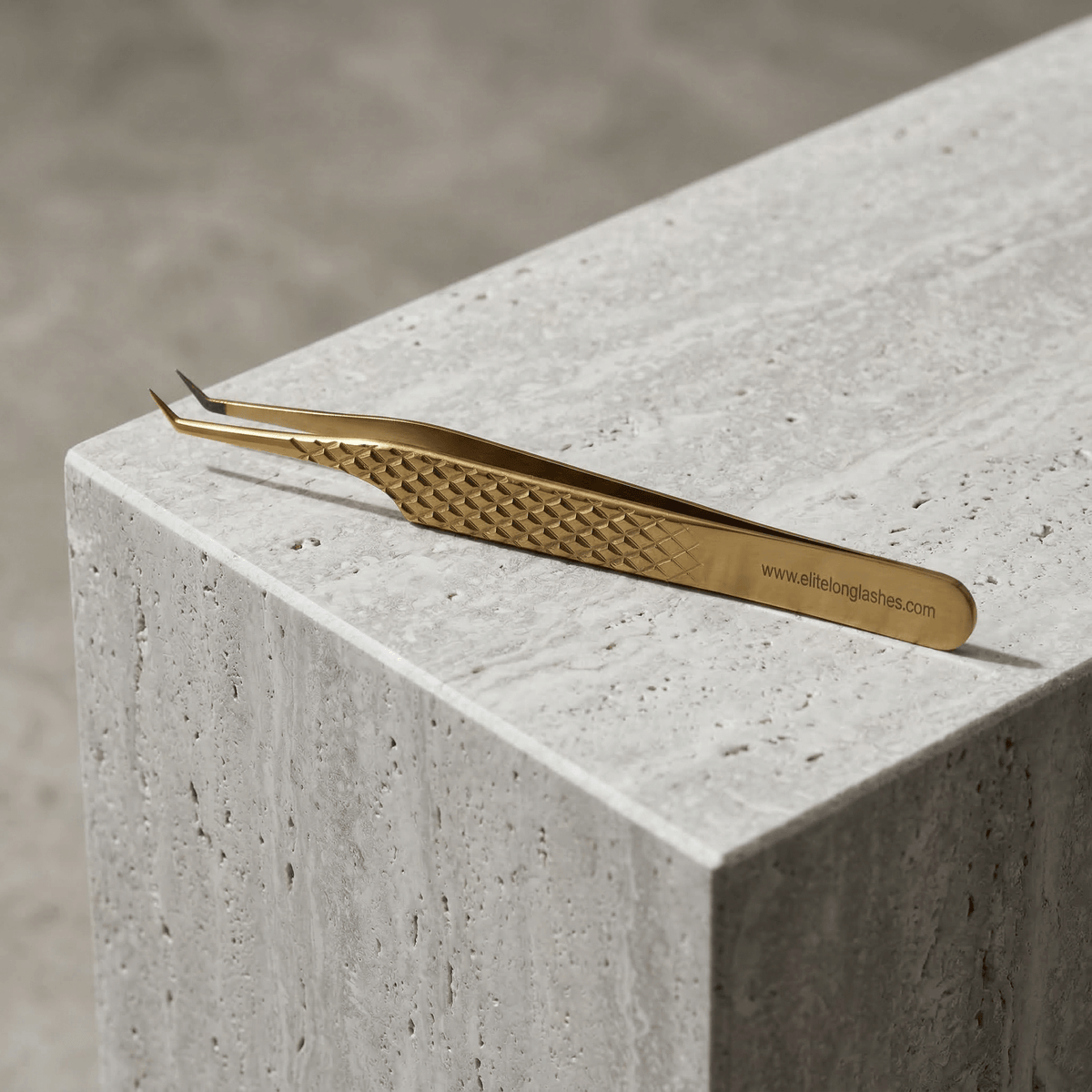 Gold Precision Picker isolation tweezer – marble surface view