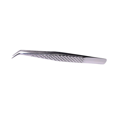 Polish Diamond silver classic tweezer for eyelash extensions – L shape stainless steel