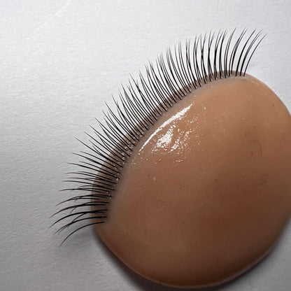 False eyelashes on a beige applicator against a light gray background
