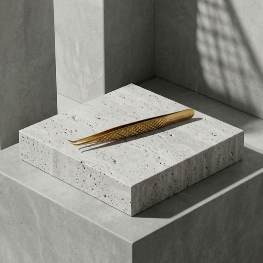 Gold J Curve Isolation Lash Tweezers (12cm) – Precision Grip