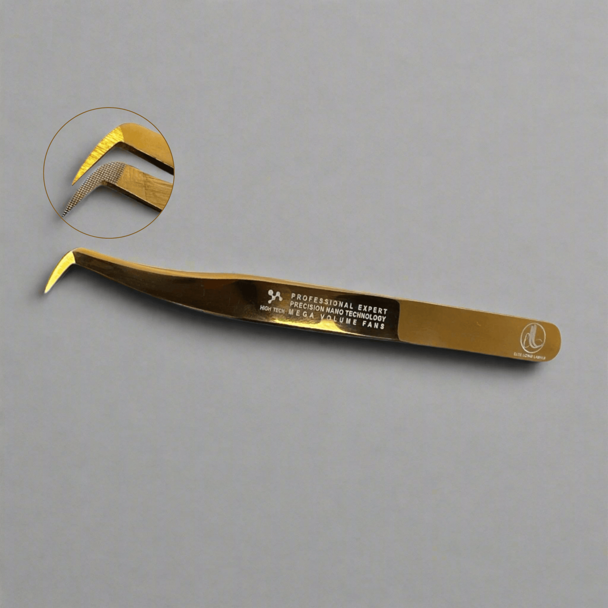 Grab-N-Go Nano Tips Mega Volume Tweezer for Eyelash Extensions - L Shape on Gray Background