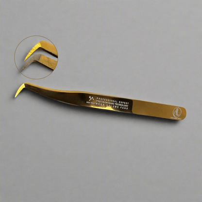 Grab-N-Go Nano Tips Mega Volume Tweezer for Eyelash Extensions - L Shape on Gray Background