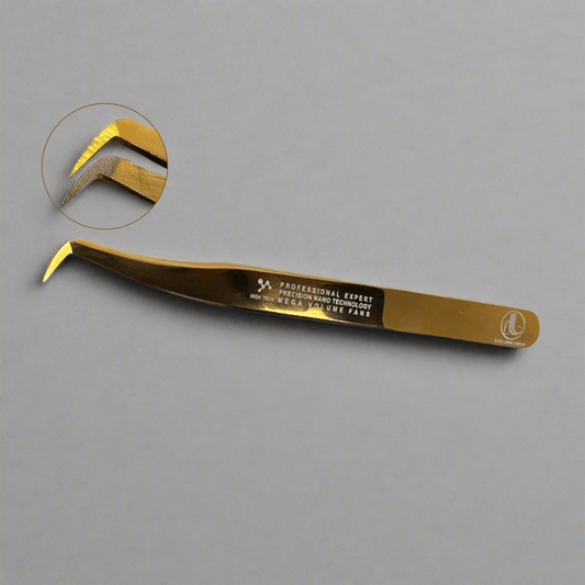 Grab-N-Go Nano Tips Mega Volume Tweezer for Eyelash Extensions - L Shape on Gray Background