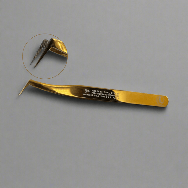 Grab Pro 75° Nano Tips mega volume tweezer for eyelash extensions – L shape on gray background