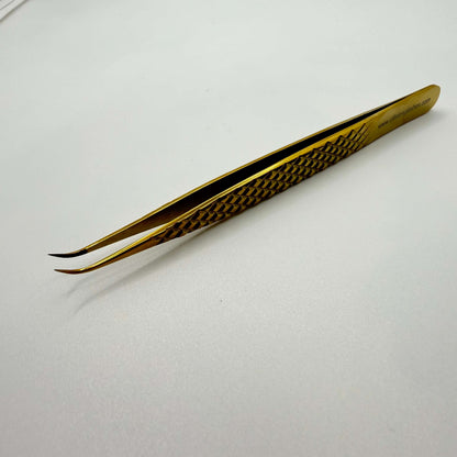 Gold J Curve Isolation Lash Tweezers (12cm) – Precision Grip