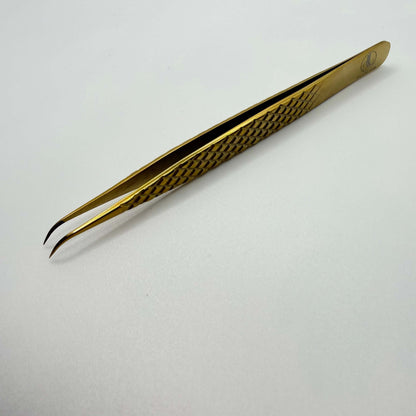 Gold J Curve Isolation Lash Tweezers (12cm) – Precision Grip