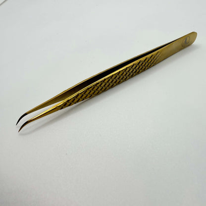 Gold J Curve Isolation Lash Tweezers (12cm) – Precision Grip