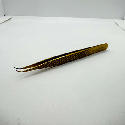 Gold J Curve Isolation Lash Tweezers (12cm) – Precision Grip