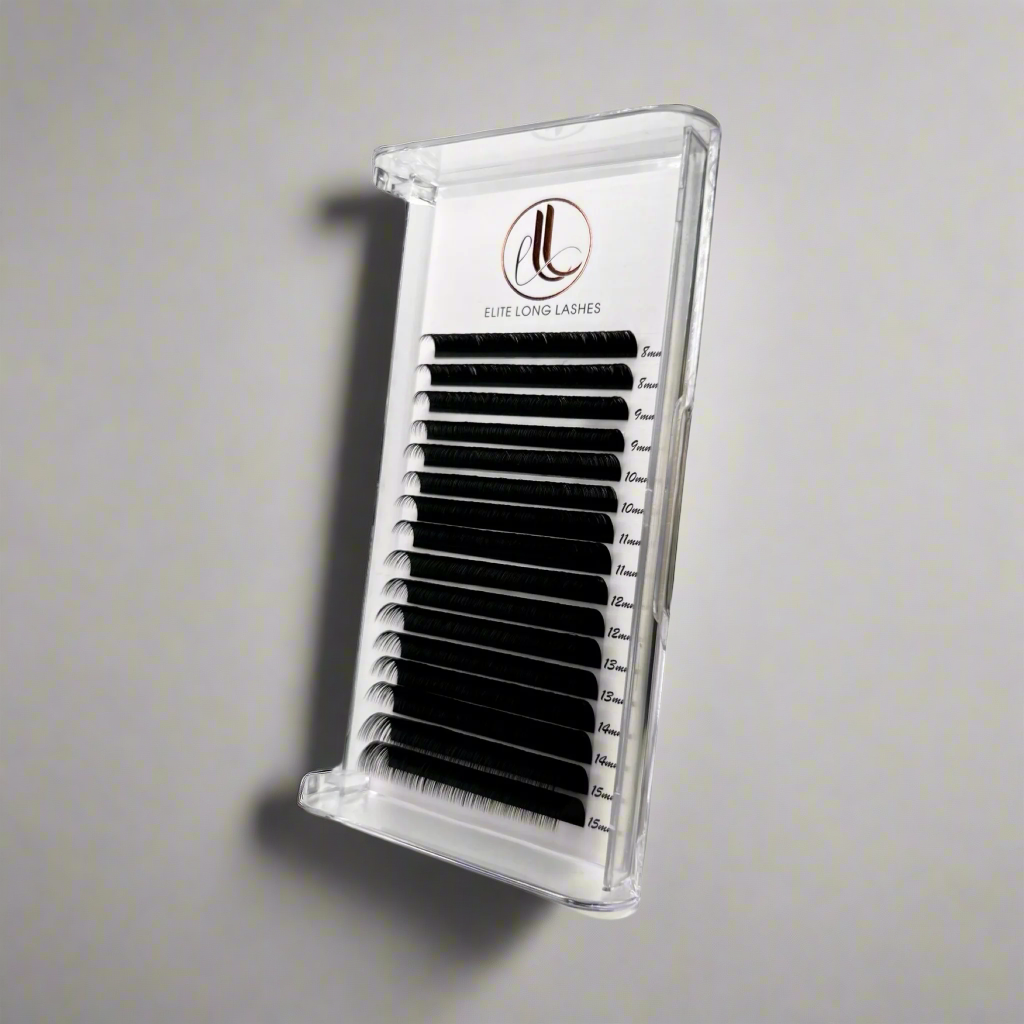 Matte Black Cashmere Eyelash Extensions – C Curl Tray