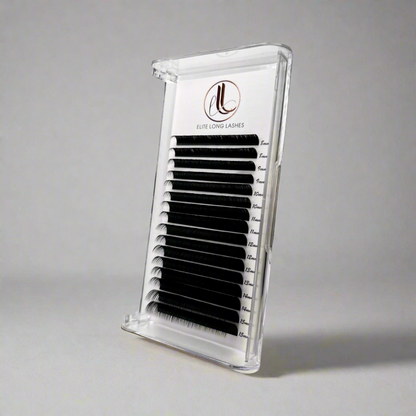 Matte Black Cashmere Eyelash Extensions – C Curl Tray