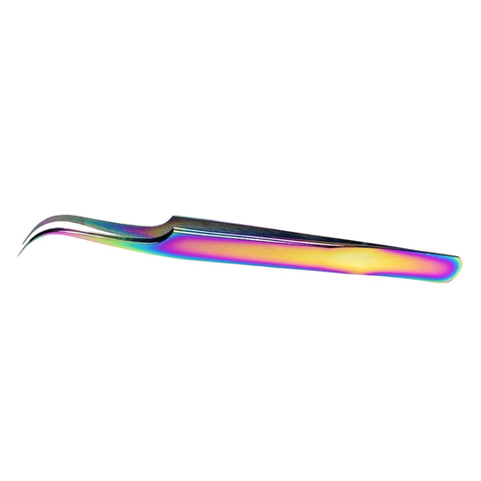 Multicolor stainless steel tweezer for individual eyelash extensions.