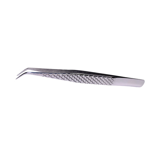 Classic silver stainless steel tweezer for eyelash extensions.