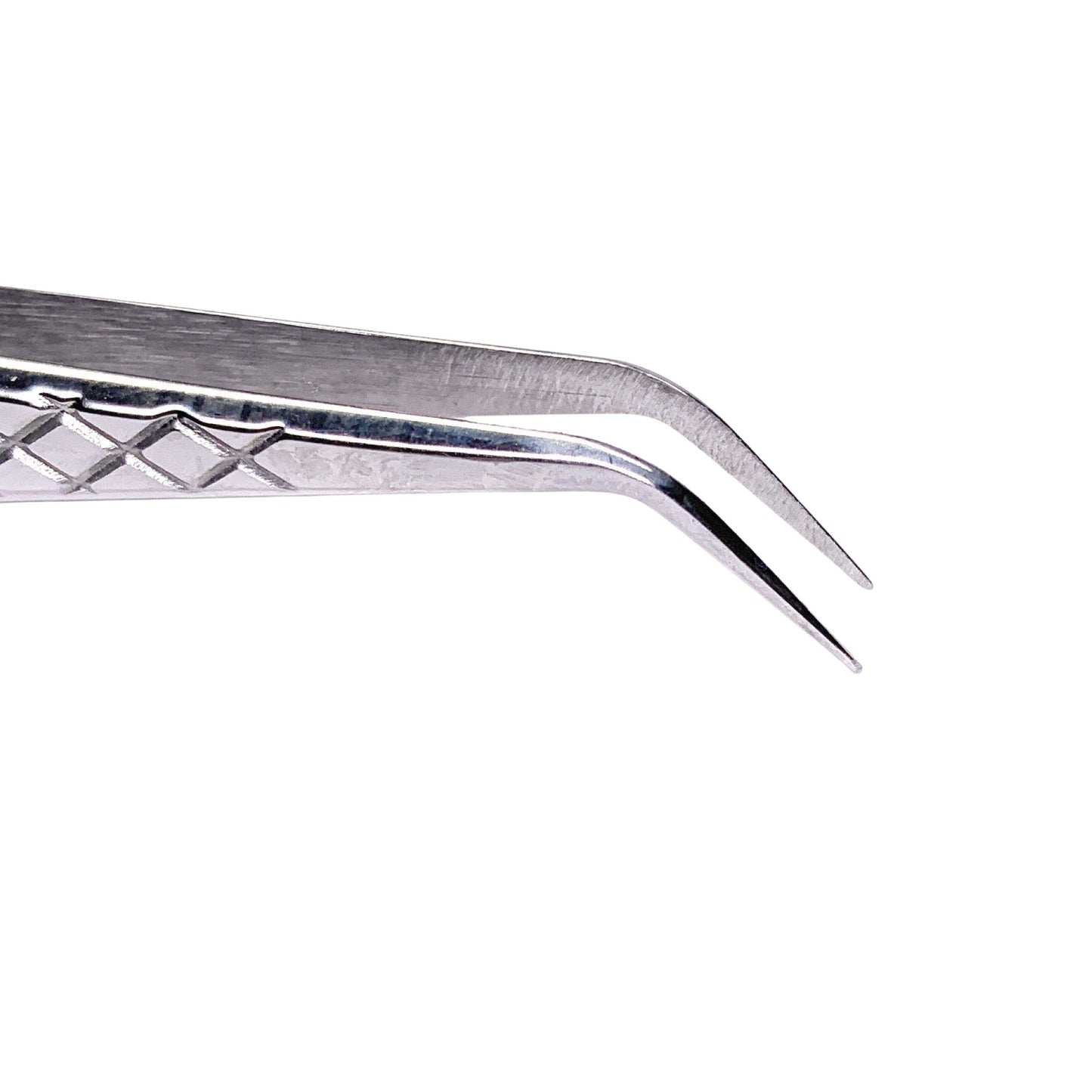 Classic silver stainless steel tweezer for eyelash extensions.