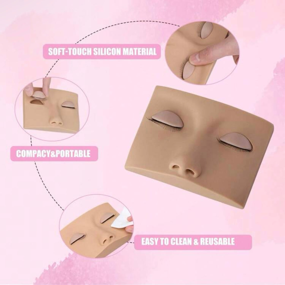 1PCS Mannequin Head with Replaced Eyelids for Lash Training. ( Included 5Pairs/Box False Eyelashes)