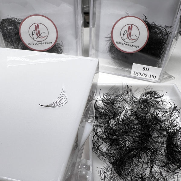 Promade volume fans 500 count C & D Curl 0.05 4D – loose fan lash tray