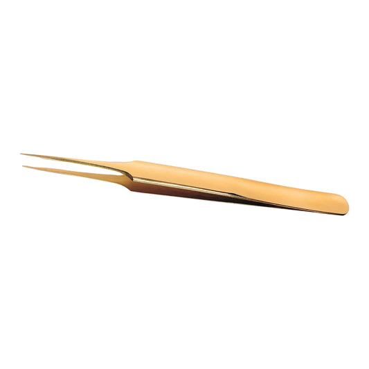 I Shape Gold-colored tweezer on a white background