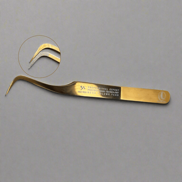 Lash Grip Max 75° Nano Tips mega volume tweezer – L shape on gray background