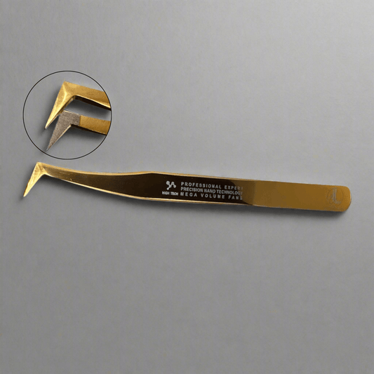 Lash Magnet Nano Tips Mega Volume Tweezer - L Shape with Gray Background