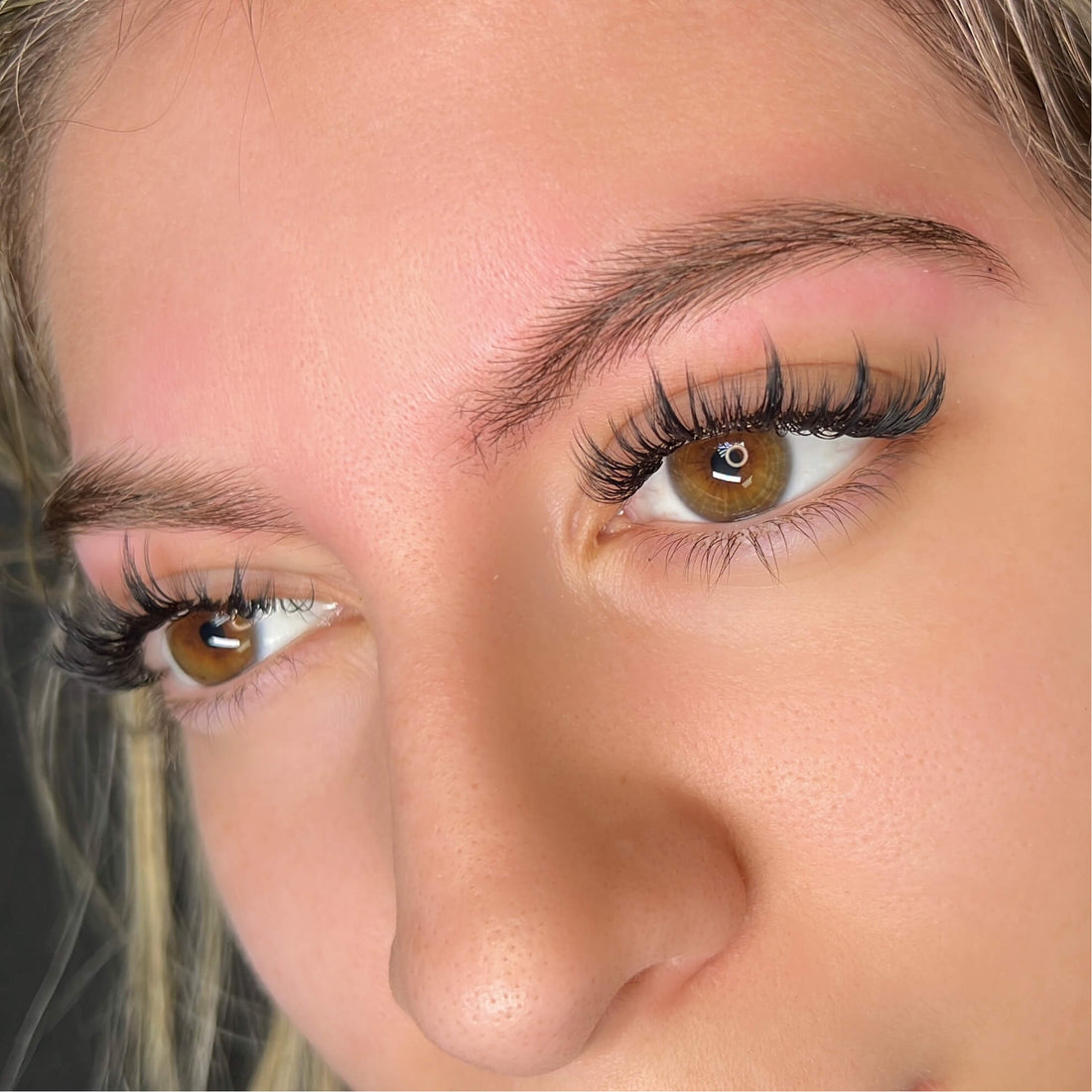Close-up of an Anime lash style created with Elite Long Lashes products