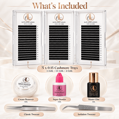What's included in the Classic Lash Essentials Kit with 0.15mm lash trays and lash extension tools
