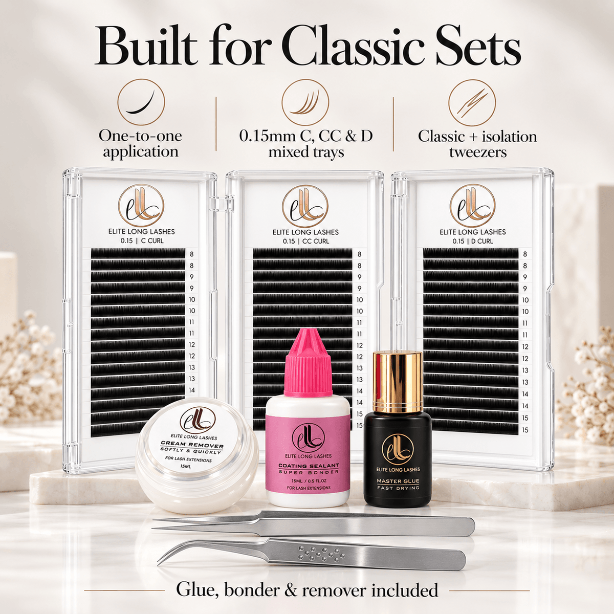 Classic Lash Essentials Kit by Elite Long Lashes with professional classic lash supplies