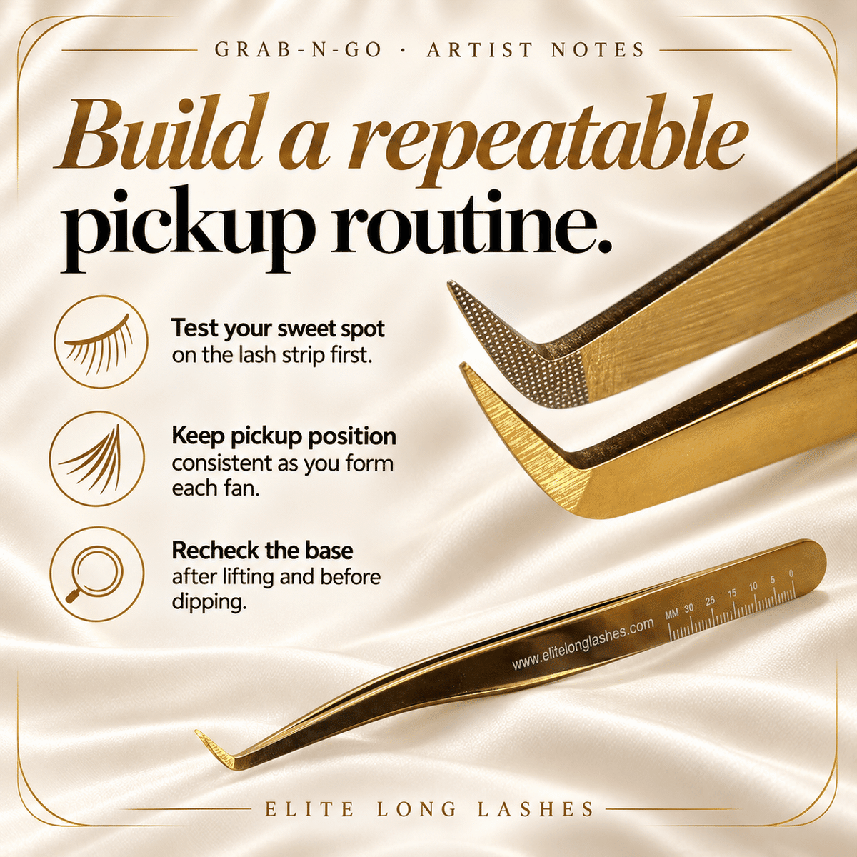 Elite Long Lashes Grab-N-Go mega volume tweezer – handmade volume fan technique tips