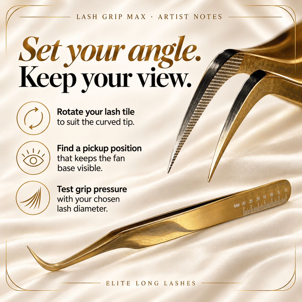 Elite Long Lashes Lash Grip Max mega volume tweezer – handmade volume fan technique tips