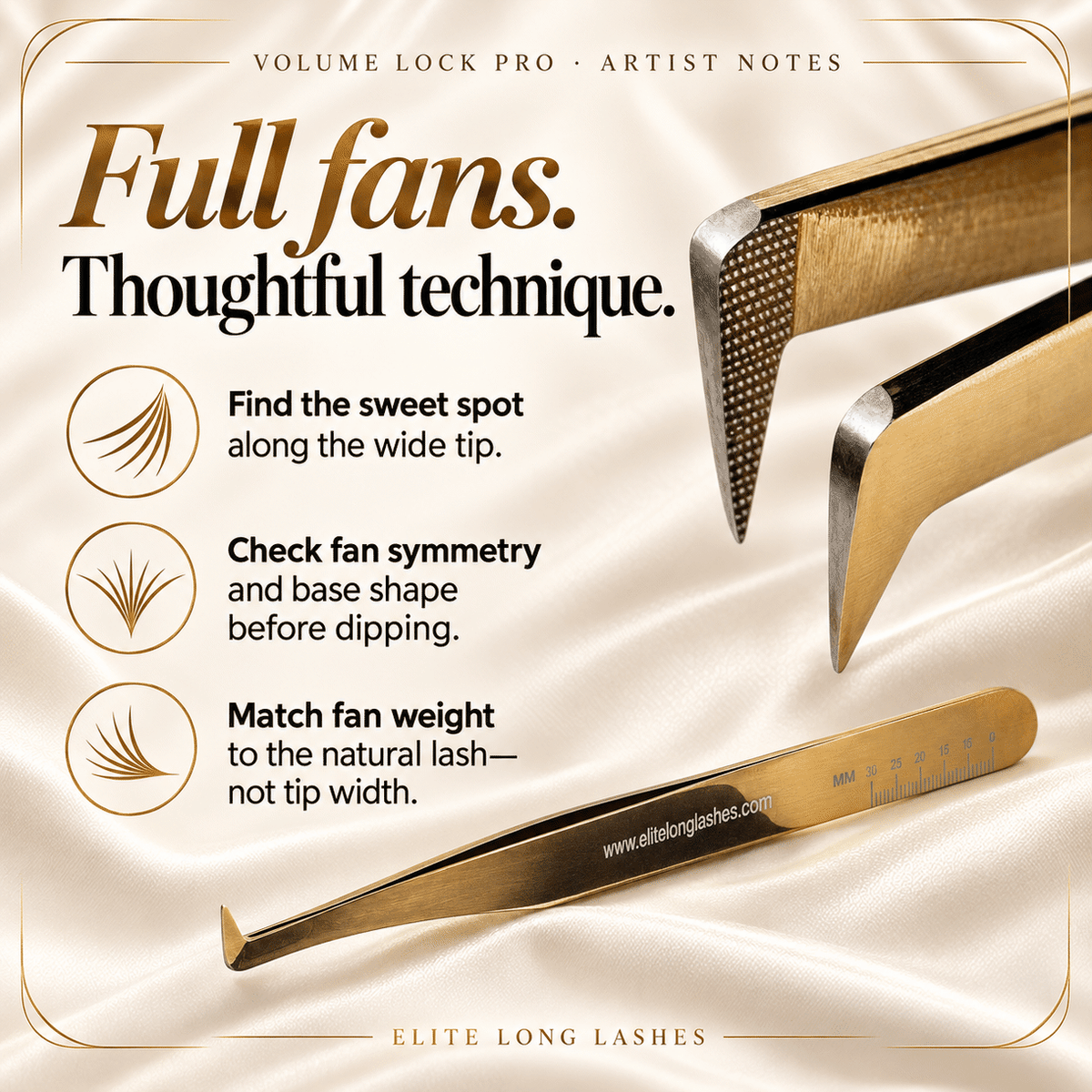 Elite Long Lashes Volume Lock Pro mega volume tweezer – handmade volume fan technique tips