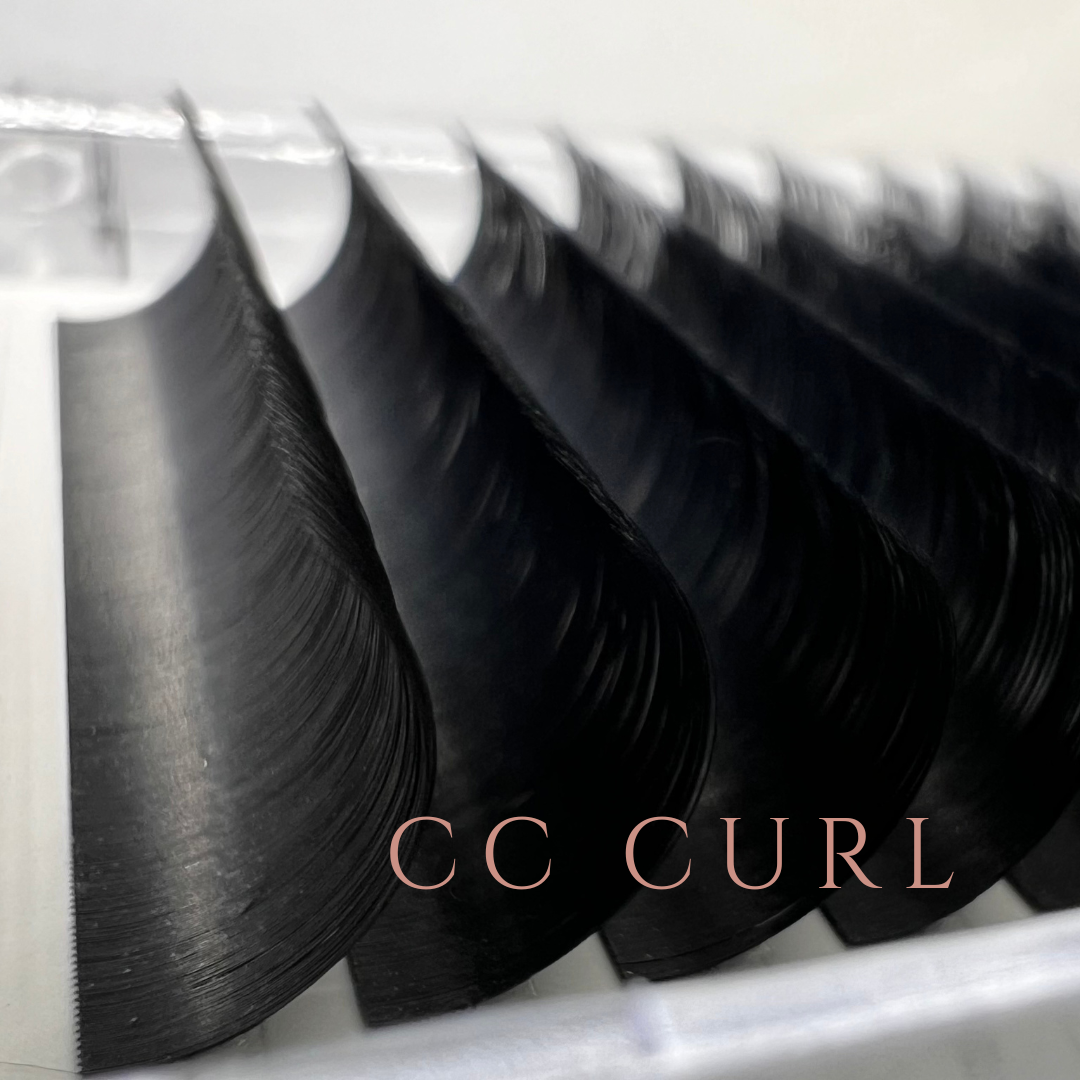 CC curl matte black lash fibers shown in their tray