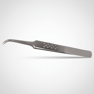 Feather Touch Silver Classic Fiber Tips Tweezer for Eyelash Extensions - J Shape
