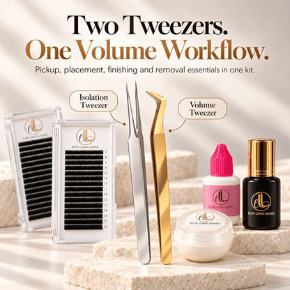 Professional 0.05mm volume lash kit with C, CC and D mixed trays and lash extension essentials